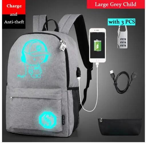 Anti-thief School Bag Boys Backpack 15-17 inches USB Charging Port Lock