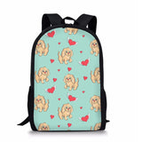 Corgi Print School Backpack for Boys, Large Capacity Mochila Infantil