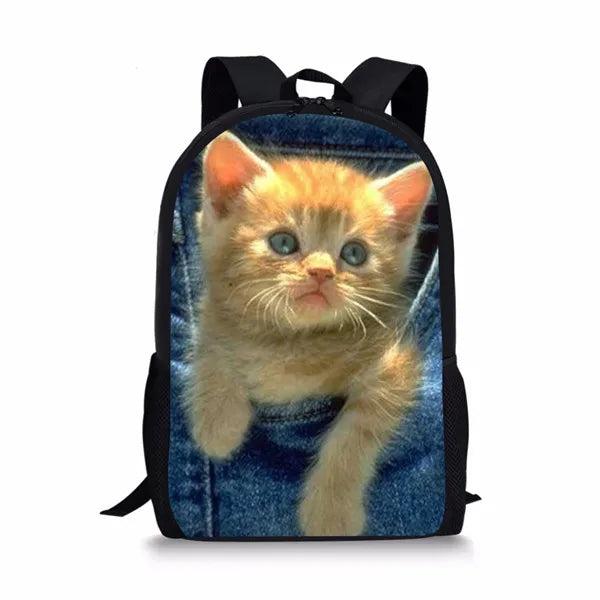Hipster Printing Cat Backpack for Teen Girls 16inch