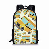 Cartoon School Bus Pattern Student School Bags Lightweight Orthopedic Backpack