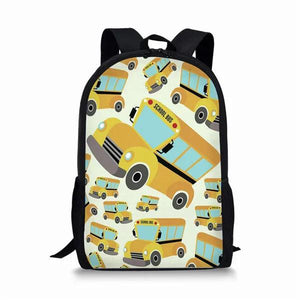 Cartoon School Bus Pattern Student School Bags Lightweight Orthopedic Backpack