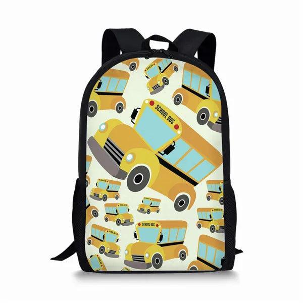 Cartoon School Bus Pattern Student School Bags Lightweight Orthopedic Backpack