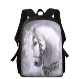 Children School Bags Boys Girls Horse Print Backpacks Schoolbag