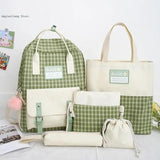 Canvas Student Backpack Set for Teen Girls School Bag Kids