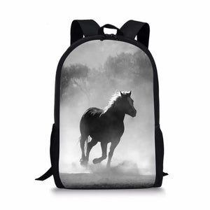 3D Animal Horse Eagle Print Teen Boy Children Backpack Large Capacity School Bag