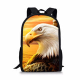3D Animal Horse Eagle Print Teen Boy Children Backpack Large Capacity School Bag