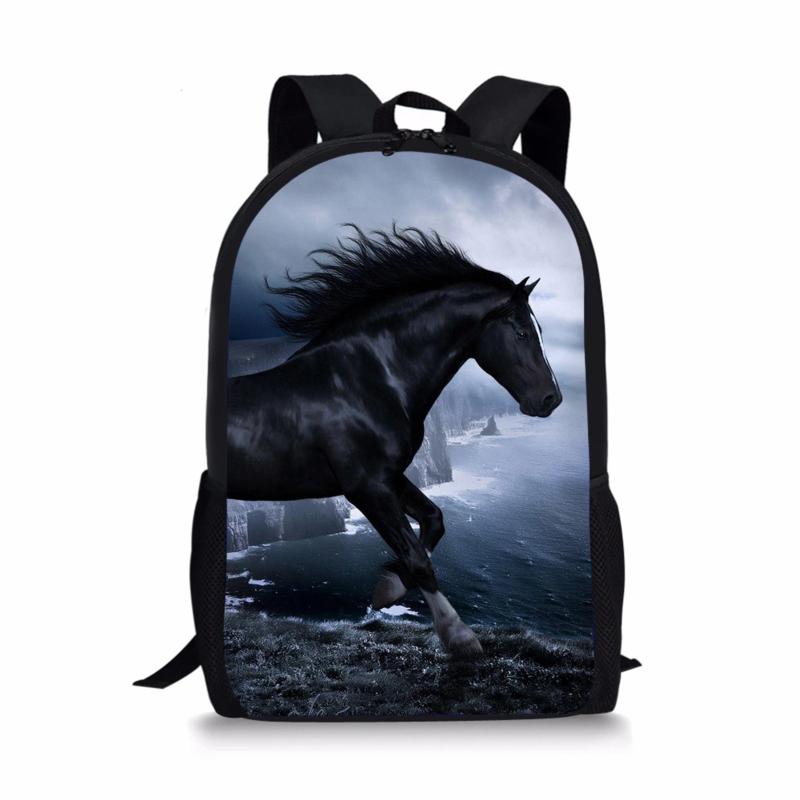3D Animal Horse Eagle Print Teen Boy Children Backpack Large Capacity School Bag