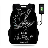 Lil Peep Backpack School Bag USB Travel Knapsack Mochila