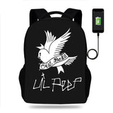 Lil Peep Backpack School Bag USB Travel Knapsack Mochila