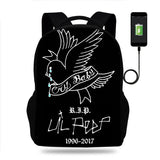 Lil Peep Backpack School Bag USB Travel Knapsack Mochila