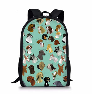 Rock Dog Print Teen Boy Kids Backpack Large Capacity School Bag