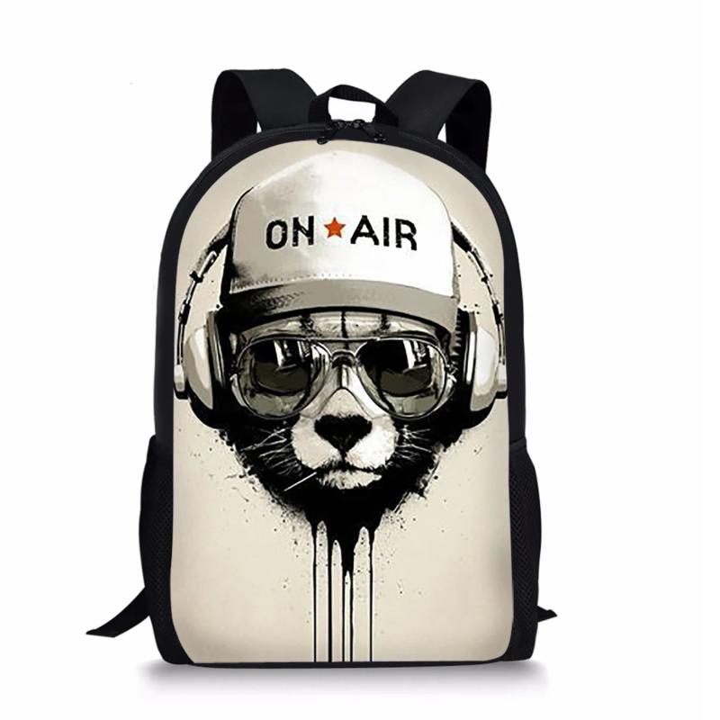 Rock Dog Print Teen Boy Kids Backpack Large Capacity School Bag