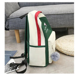Canvas Student Backpack Junior High School Bag 4pcs Laptop Backpack