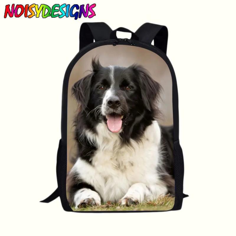 NOISYDESIGNS Border Collie Printing Schoolbag Backpack