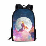 Lion Wolf Dog Animal Print Schoolbag for Kids