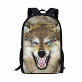 Lion Wolf Dog Animal Print Schoolbag for Kids
