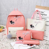 4 Piece/set Backpack Shoulder Bag Schoolbag for Girls Large Capacity