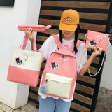4 Piece/set Backpack Shoulder Bag Schoolbag for Girls Large Capacity