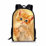 Kids School Backpack Fantasy Cats Pattern Book Bags Animal Painting