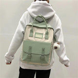Teenagers Girls Patchwork Backpack Female Rucksack Women Nylon Backpack Candy