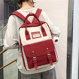 Teenagers Girls Patchwork Backpack Female Rucksack Women Nylon Backpack Candy