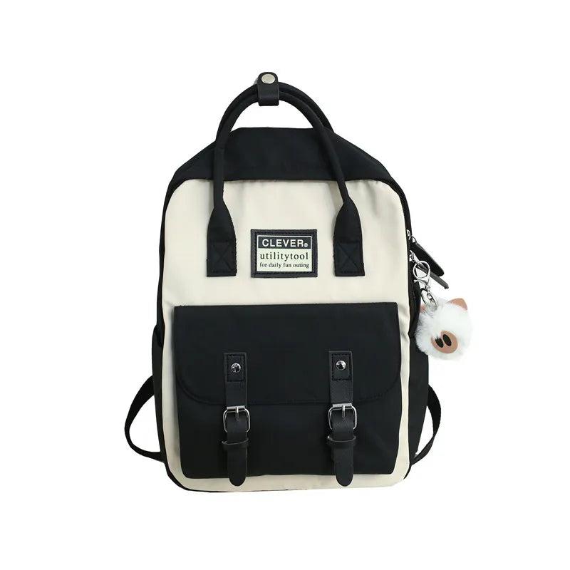 Teenagers Girls Patchwork Backpack Female Rucksack Women Nylon Backpack Candy