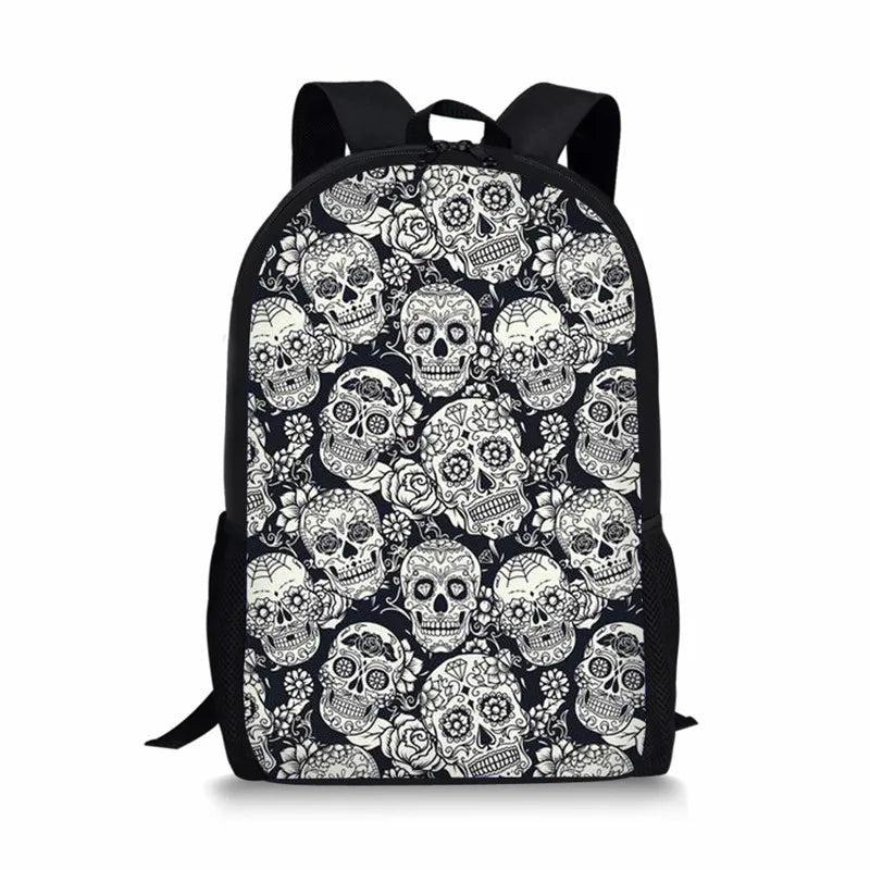 Teenagers Sugar Skulls 3D Printed Schoolbag Large Shoulder Backpack