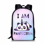Kids Backpack Panda Unicorn Pattern School Bag Teenagers Book-Bag