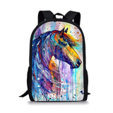 Horse Style Print Large Schoolbag Student School Backpack Waterproof Bagpack