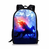 Horse Style Print Large Schoolbag Student School Backpack Waterproof Bagpack
