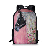 Horse Style Print Large Schoolbag Student School Backpack Waterproof Bagpack