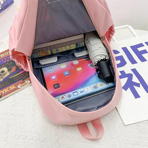 Preppy Style Nylon Backpack for Women Large Capacity Rucksack