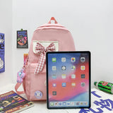 Preppy Style Nylon Backpack for Women Large Capacity Rucksack