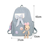 Preppy Style Nylon Backpack for Women Large Capacity Rucksack