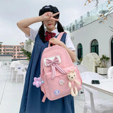 Preppy Style Nylon Backpack for Women Large Capacity Rucksack