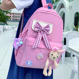 Preppy Style Nylon Backpack for Women Large Capacity Rucksack