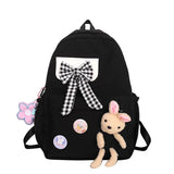 Preppy Style Nylon Backpack for Women Large Capacity Rucksack