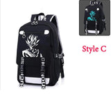 Luminous USB Charging Goku Backpack for Teenagers