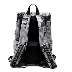 16 Inch Laptop Backpack, Men's Commuter Bag, Punk Print Schoolbag