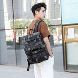 16 Inch Laptop Backpack, Men's Commuter Bag, Punk Print Schoolbag