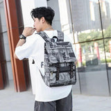 16 Inch Laptop Backpack, Men's Commuter Bag, Punk Print Schoolbag