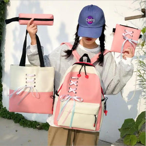 4Pcs/set Women School Backpacks Nylon Schoolbag For Teenagers Girls Student