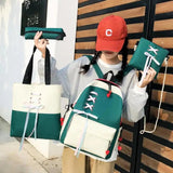 4Pcs/set Women School Backpacks Nylon Schoolbag For Teenagers Girls Student