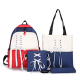4Pcs/set Women School Backpacks Nylon Schoolbag For Teenagers Girls Student