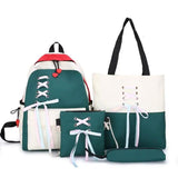 4Pcs/set Women School Backpacks Nylon Schoolbag For Teenagers Girls Student