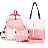 4Pcs/set Women School Backpacks Nylon Schoolbag For Teenagers Girls Student