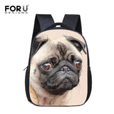 Puppy Pug Dog School Bags for Kids Kindergarten Baby Bookbags