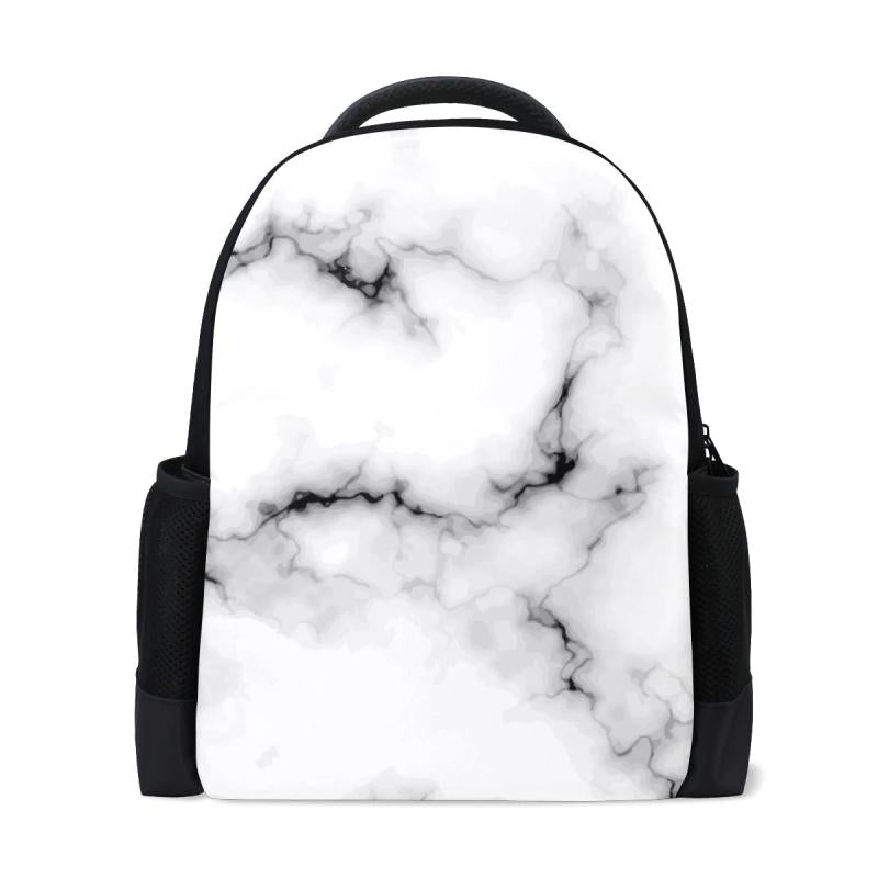 Girls School Backpack Marble Print Waterproof Book Bag