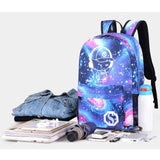 Luminous Backpack USB Charging Port Bookbag for School Teens