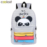 Colorful Unicorn Students Backpack Cartoon Panda Children School Bags Backpack